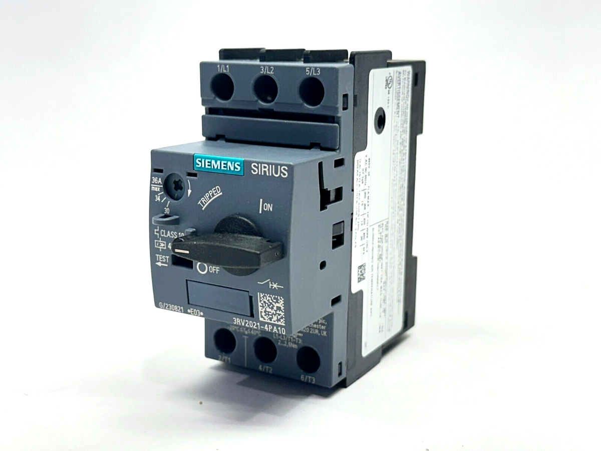 3RV2021-4PA10 | Siemens Sirius Motor Protection Circuit Breaker 30-36A 480V - New – Open box - Maverick Industrial Sales