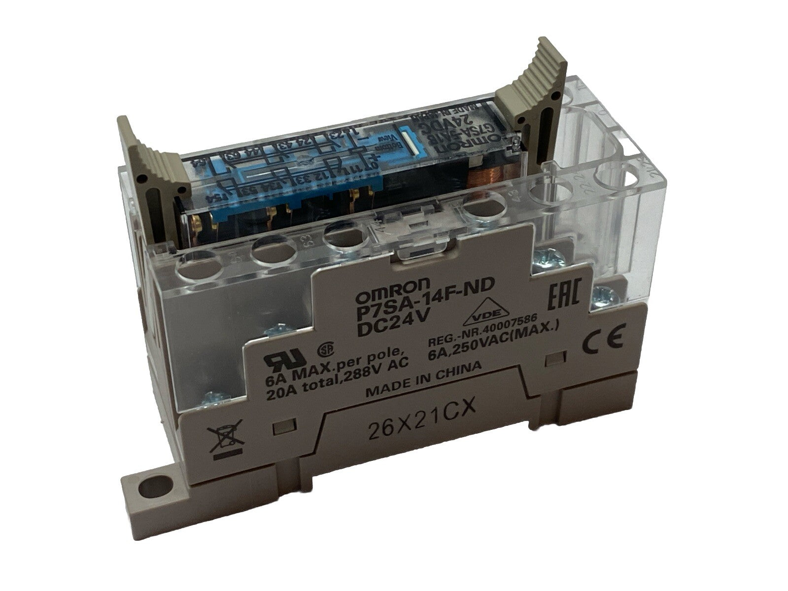 Omron G7SA-5A1B 24VDC Safety Relay 5PST-NO SPST-NC w/ P7SA-14F-ND Socket/Base - Maverick Industrial Sales