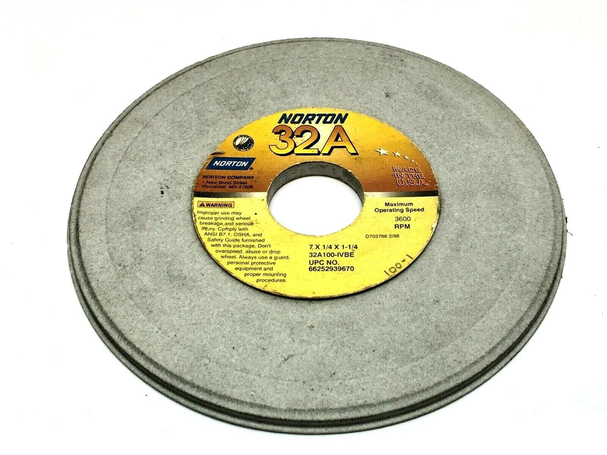 32A100-IVBE | Norton Grinding Wheels 1-1/4" Bore 3600 RPM LOT OF 5 - Used - Maverick Industrial Sales