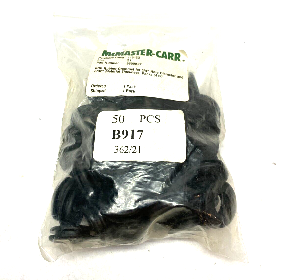 9600K22 | Rubber Grommet for 3/4" Hole Diameter PKG OF 50- New – Open box - Maverick Industrial Sales
