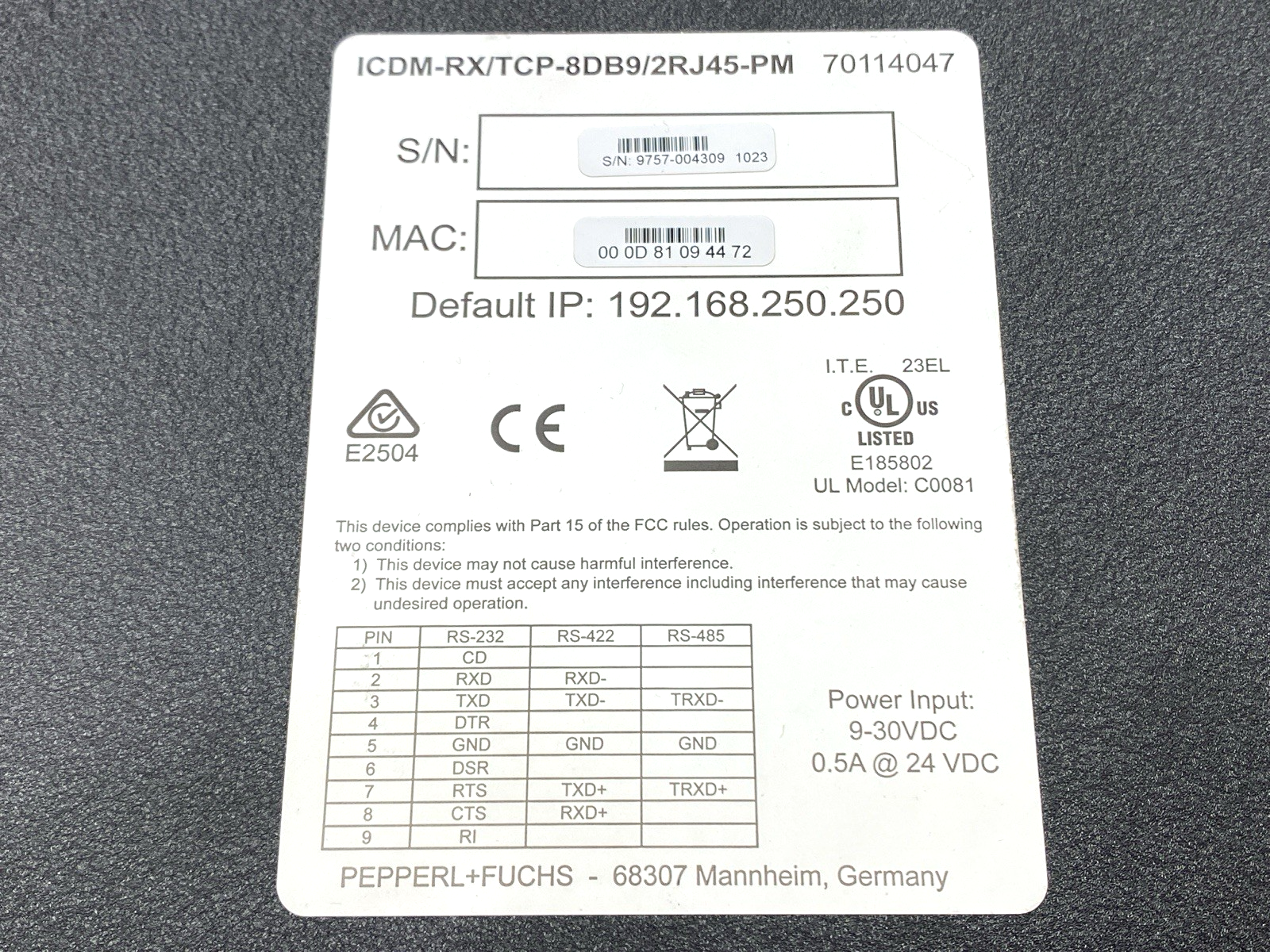 Pepperl+Fuchs ICDM-RX/TCP-8DB9/2RJ45-PM Comtrol DeviceMaster Pro 8-Port 70114047 - For parts or not working - Maverick Industrial Sales