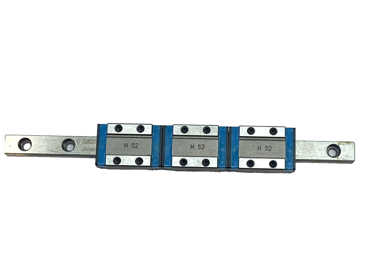 LWL9B | IKO Miniature Linear Guide Rail 158mmx9mm w/3 Carriage Blocks- Used - Maverick Industrial Sales