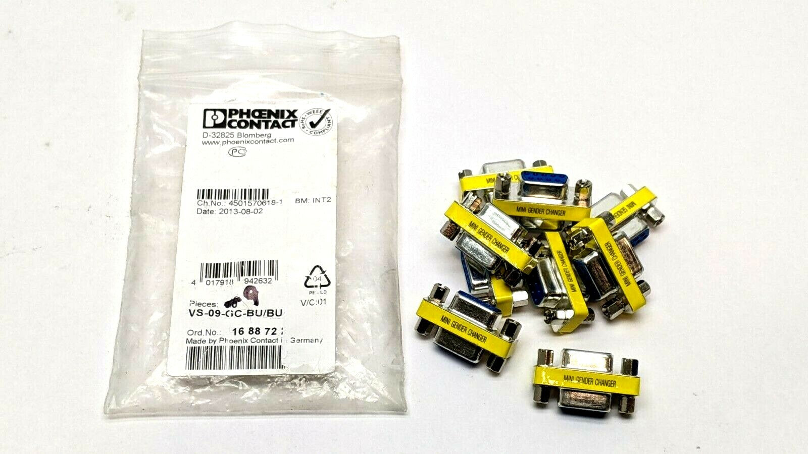 Phoenix Contact VS-09-GC-BU/BU D-SUB Gender Changer 1688722 LOT OF 9 - New - Maverick Industrial Sales