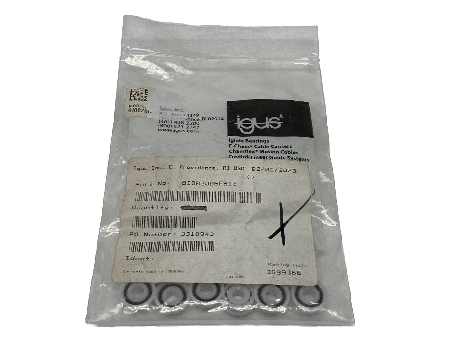 BI082006FB1E | Igus Xiros Radial Deep Groove Ball Bearing LOT OF 12 - New – Open box - Maverick Industrial Sales