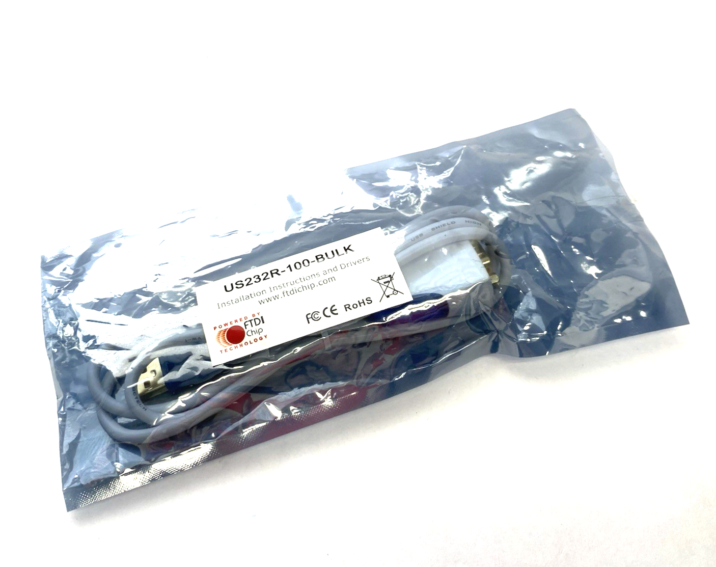 FTDI US232R-100-BULK Premium Cable USB to RS232 Serial LEDs, DB9M Conn, 1m - Maverick Industrial Sales
