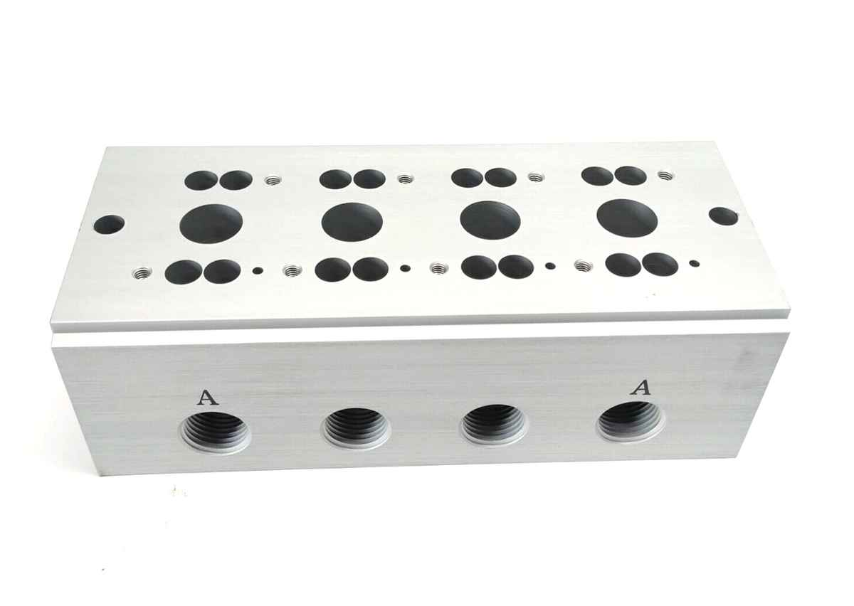 VV3PA7-41-041-04T | SMC 4-Station Pneumatic Manifold Base 1/2" NPT Ports - New Other - Maverick Industrial Sales