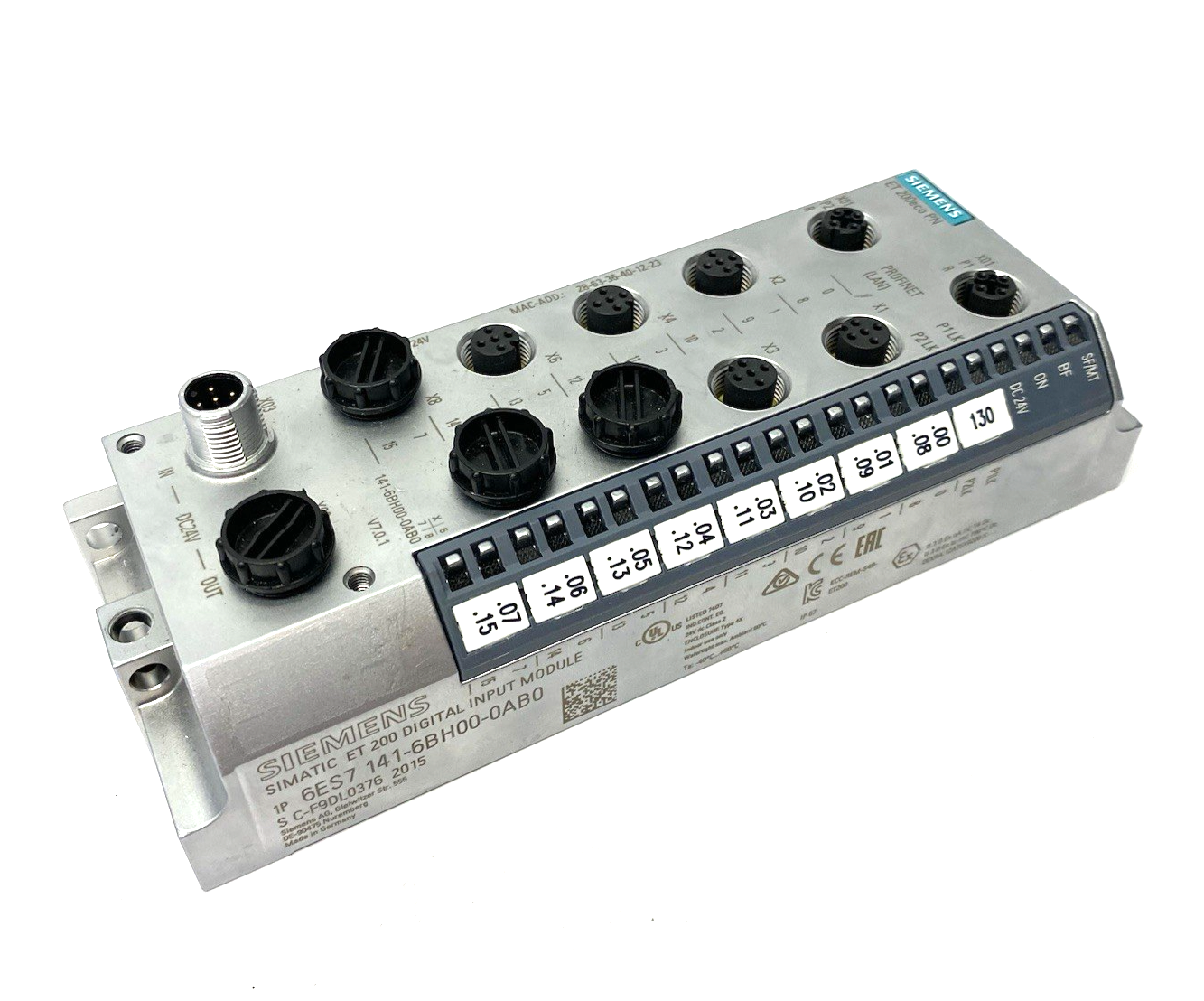 6ES7141-6BH00-0AB0 | Siemens SIMATIC DP ET200eco PN I/O Module 16DI, DC24V, 8xM12 - Used - Maverick Industrial Sales