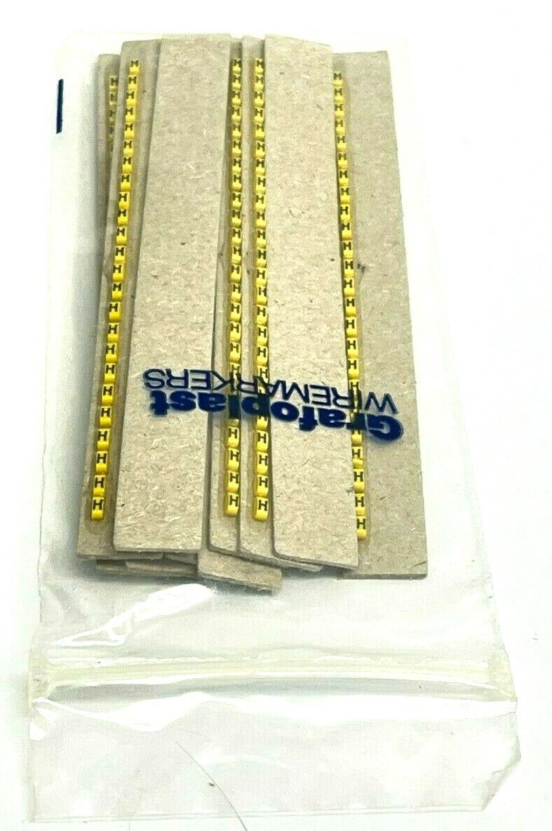 117 | Grafoplast Wire Markers H Black on Yellow 10 Strips 9TFX95 - New - Maverick Industrial Sales