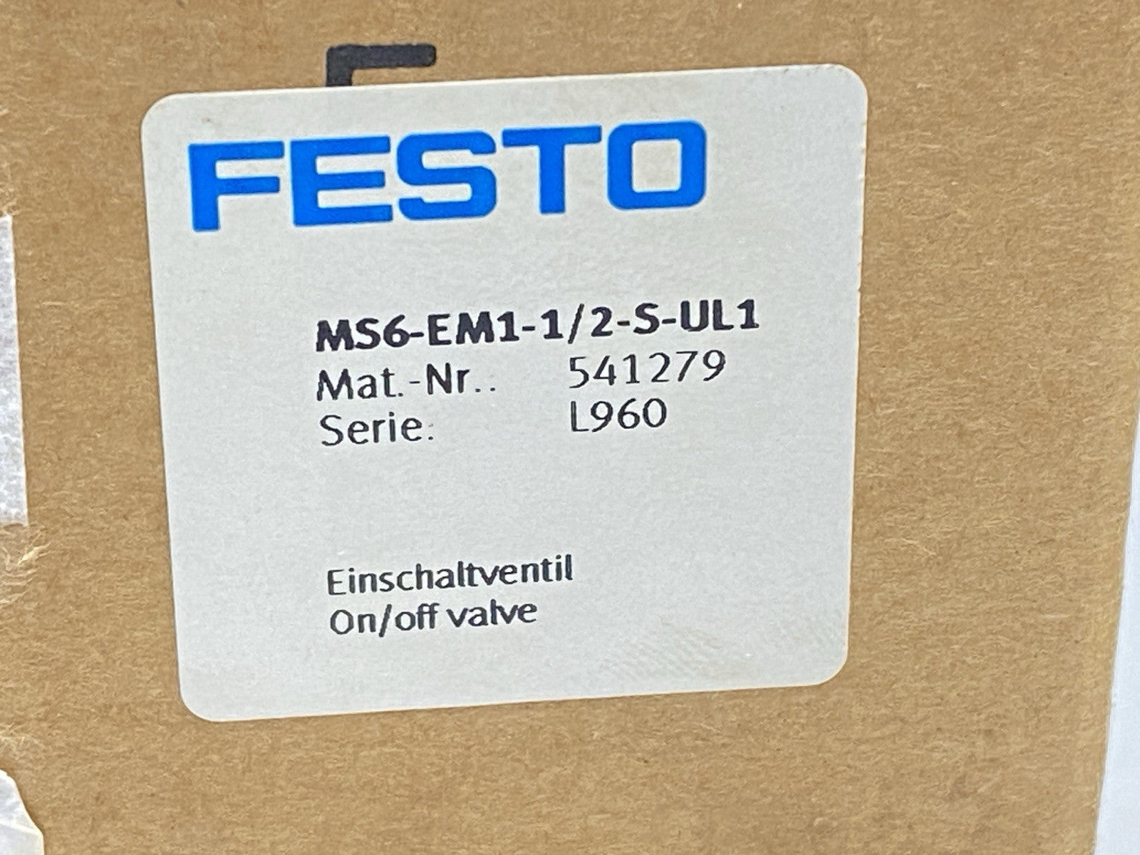 Festo MS6-EM1-1/2-S-UL1 Manual On/Off Valve Rotary w/ Silencer 541279 - Maverick Industrial Sales