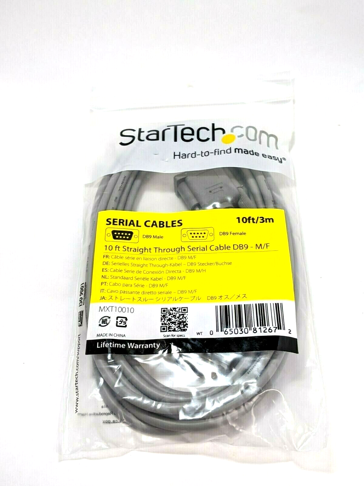 MXT10010 | Startech Straight Through Serial Cable DB9-M/F 10ft - New - Maverick Industrial Sales