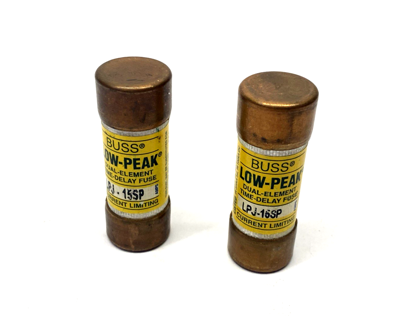LPJ-15SP | Bussmann Class J Fuse, Time-Delay, Dual-Element, 15A LOT OF 2 - New – Open box - Maverick Industrial Sales