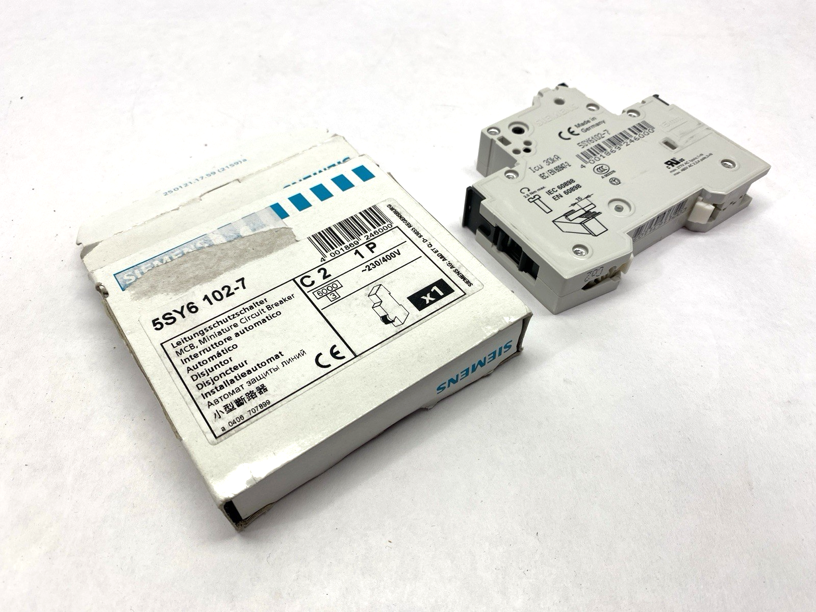 Siemens 5SY6102-7 Miniature Circuit Breaker 1-Pole 2A 230/400V - Maverick Industrial Sales