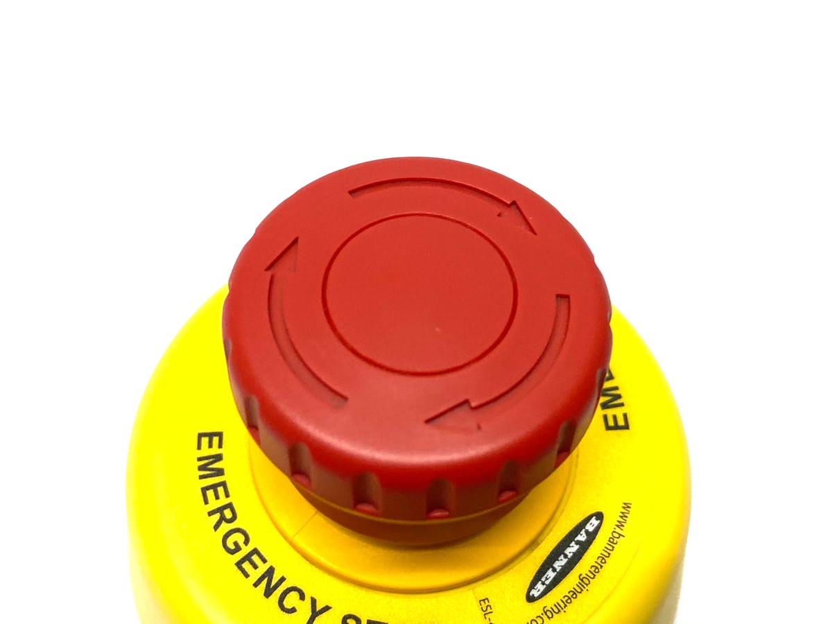 SSA-EB1PLYR-12ECQ8 | Banner Illuminated Emergency Stop Pushbutton 30mm Mount 25304- Used - Maverick Industrial Sales