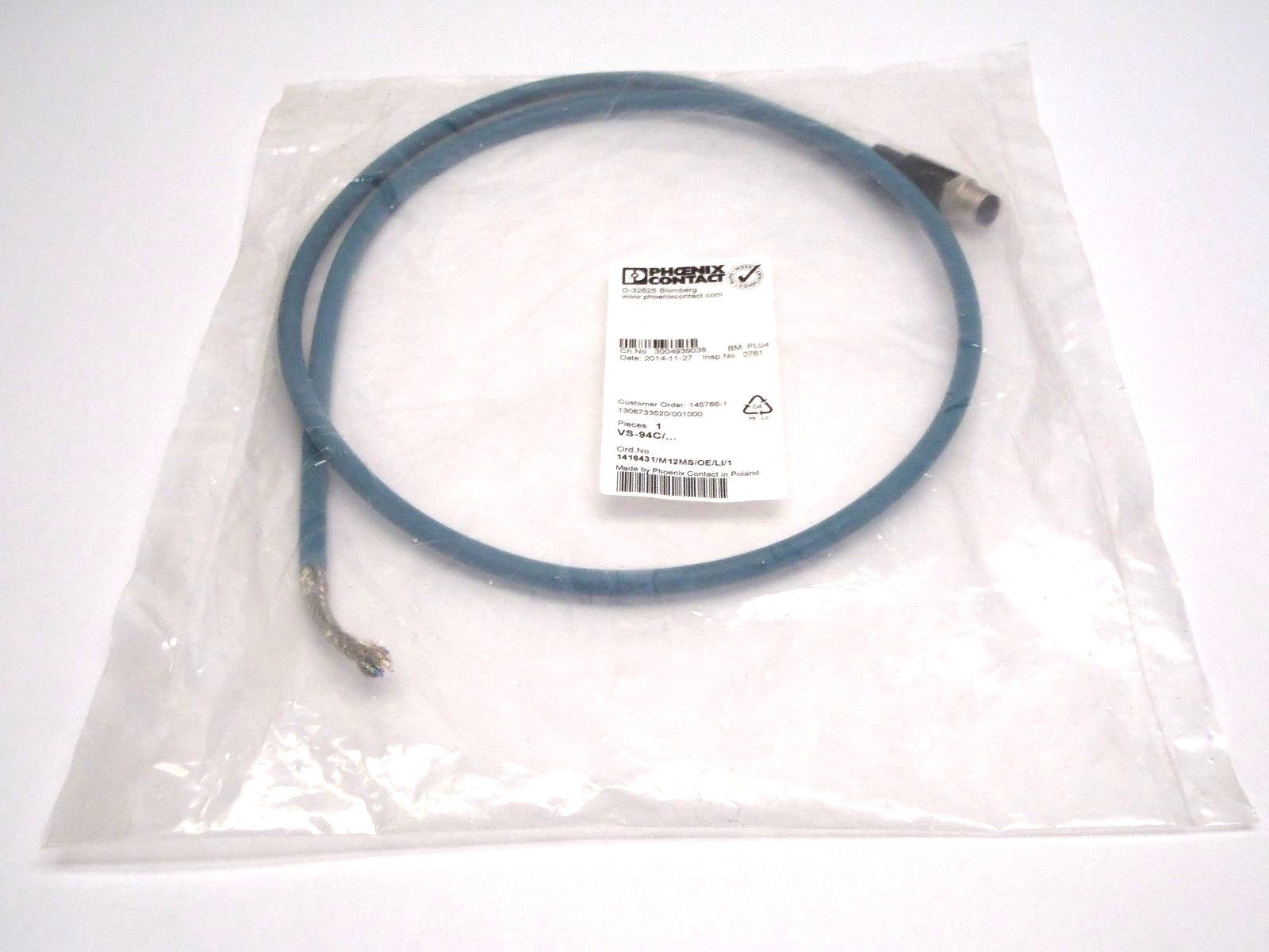 1416431, VS-94C/... | Phoenix Contact VS-94C/... Bus System Ethernet Cable 1416431- New - Maverick Industrial Sales
