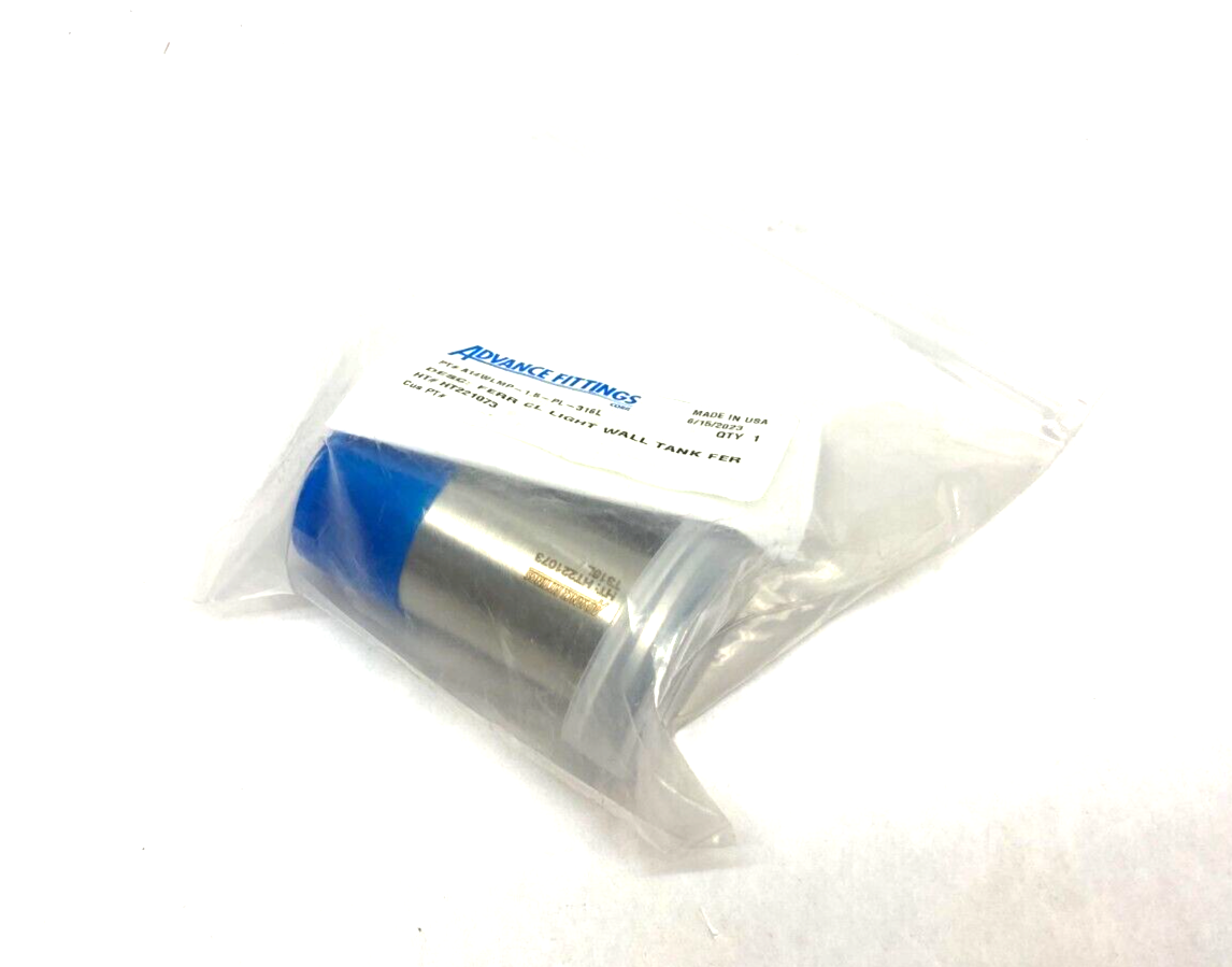 Advance Fittings A14WLMP-1.5-PL-316L Light Wall Tank Weld Ferrule - Maverick Industrial Sales