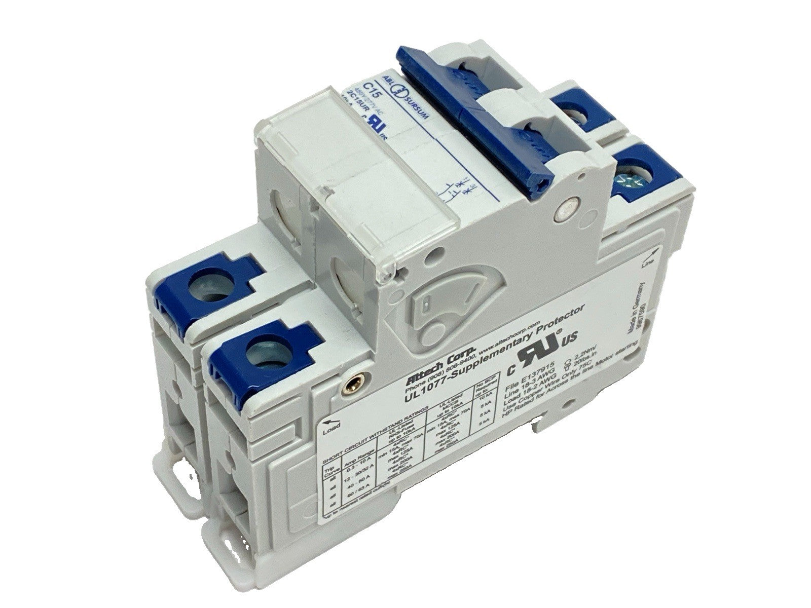 2C15UR | Altech Corp ABL Sursum Circuit Breaker 2-Pole 15A 480Y/277VAC - New – Open box - Maverick Industrial Sales