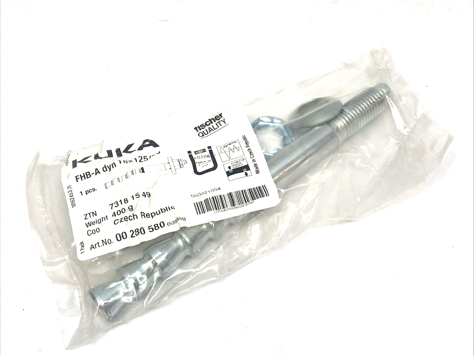 00 280 580 | KUKA FHB-A Dyn 16x125/25 Steel Anchor Kit - New - Maverick Industrial Sales