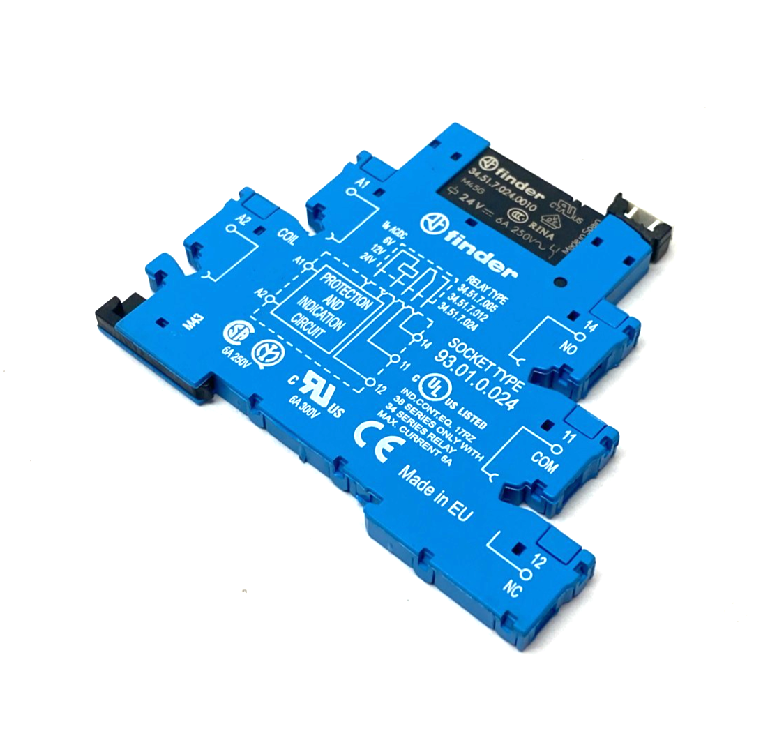 Finder 34.51.7.024.0010 Ultra-Slim Relay w/ 93.01.0.024 Socket Base - Maverick Industrial Sales