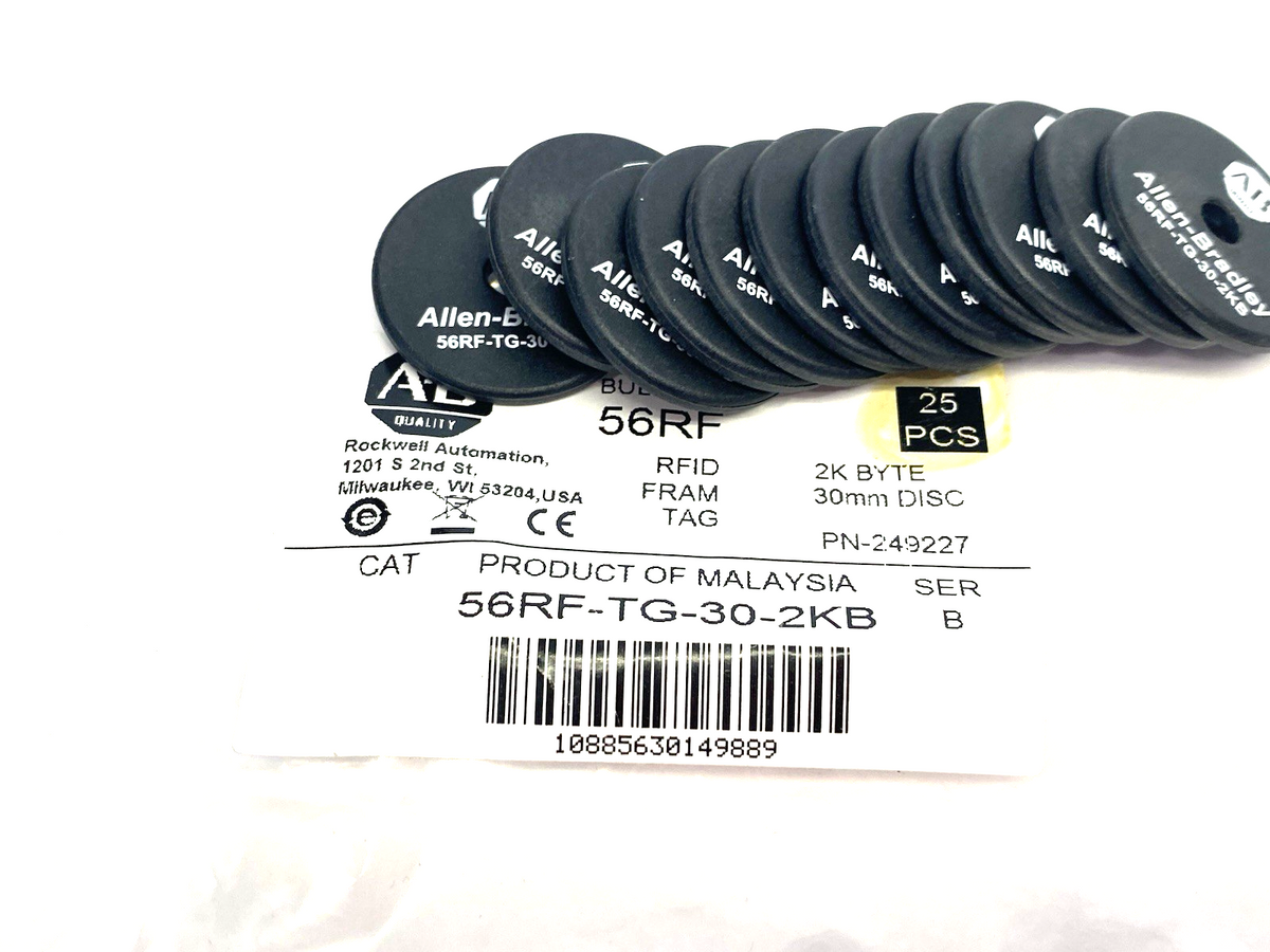 56RF-TG-30-2KB | Allen Bradley Ser. B 30mm Disc RFID Tag 2K Byte Memory PKG OF 12- New – Open box - Maverick Industrial Sales