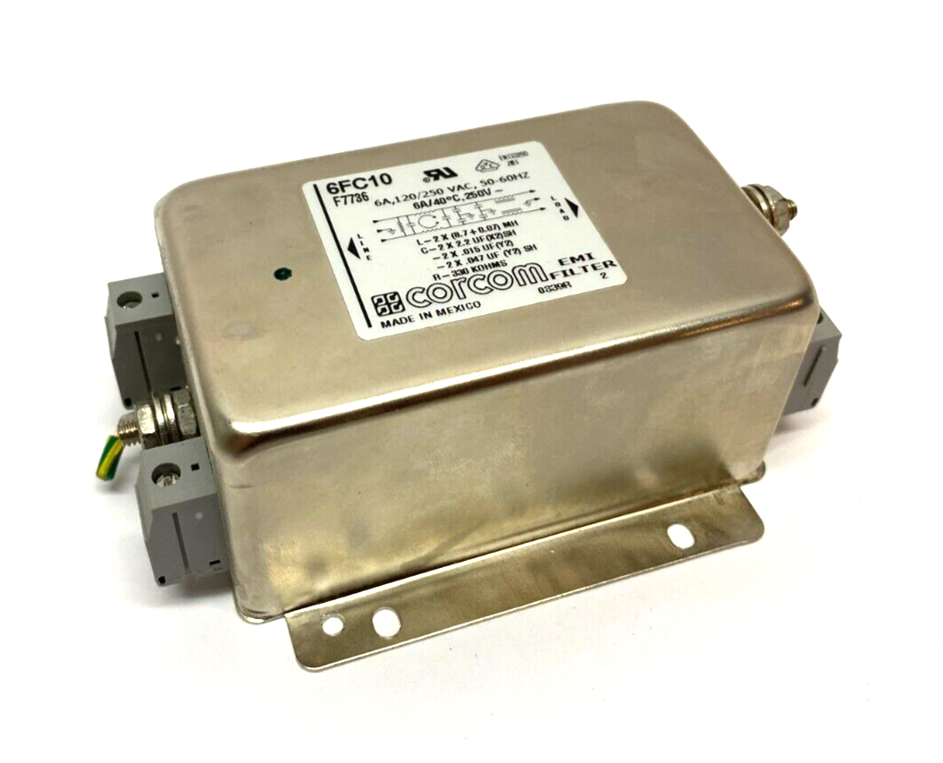 6FC10 | Corcom TE Connectivity Single-Phase EMI Line Filter 6A 120/250VAC F7736 - Used - Maverick Industrial Sales