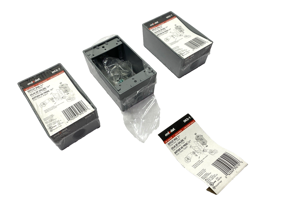 Red Dot IH3-1 Weatherproof Box 1/2", Three Hole, Silver, Aluminum, LOT OF 3 - Maverick Industrial Sales