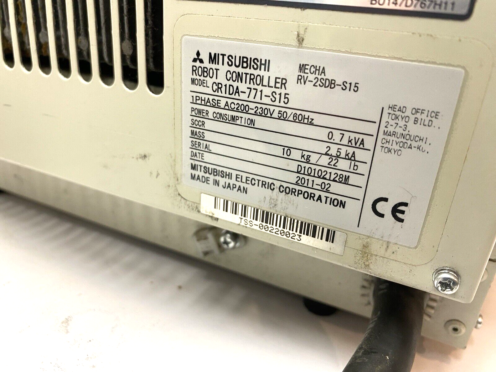 Mitsubishi RV-2SDB-S15 Industrial Robot, Melfa CR1DA-771-S15 Control and R32TB - For parts or not working - Maverick Industrial Sales