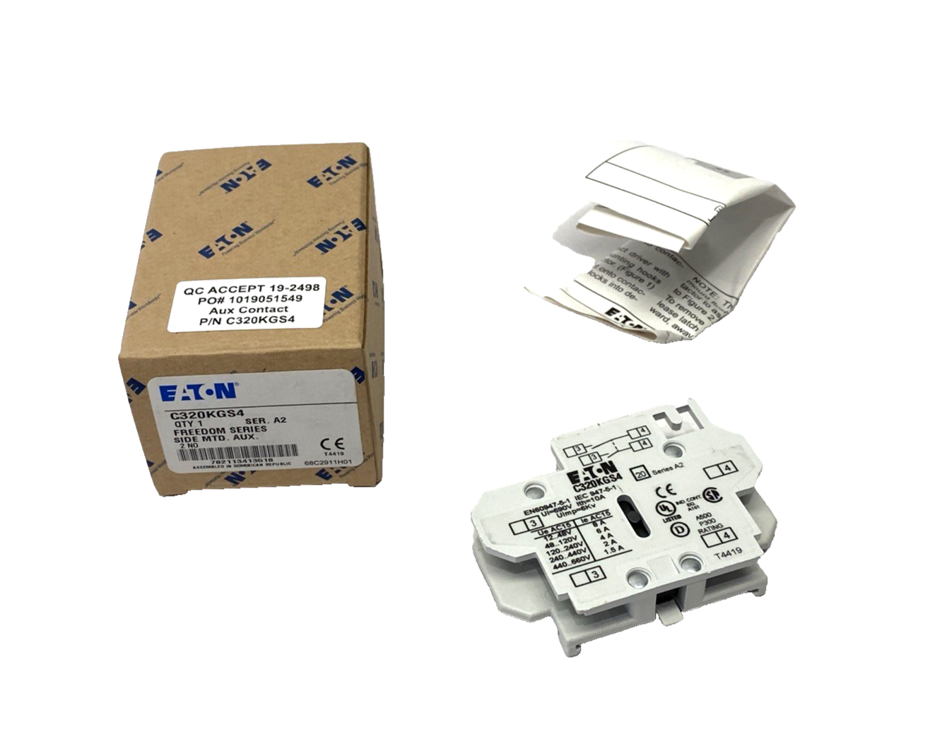 Eaton C320KGS4 Auxiliary Contact 2NO - Maverick Industrial Sales