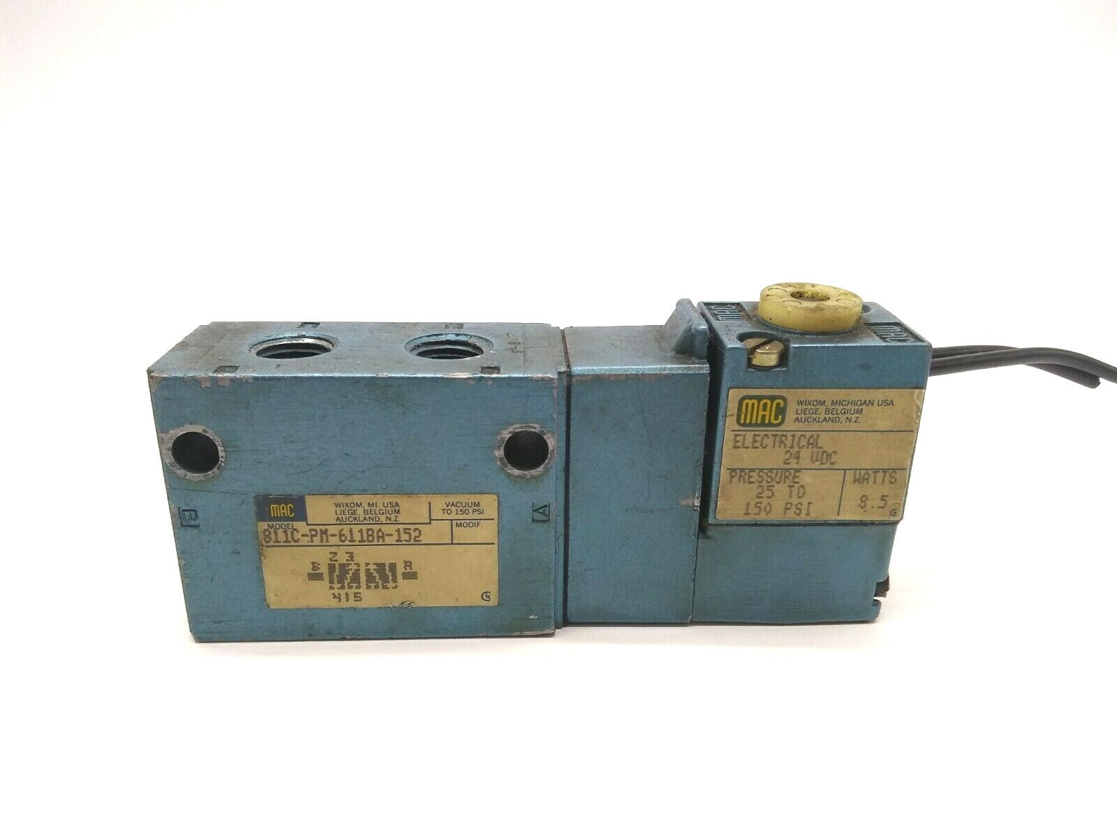 811C-PM-611BA-152 | MAC Valves Solenoid Valve with 24V Coil 8.5 Watts - Used - Maverick Industrial Sales