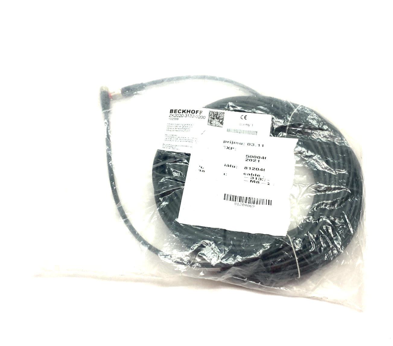 Beckhoff ZK2020-3132-0200 Double Ended Power Cable M8 4-Pin 20m Length 102588 - Maverick Industrial Sales