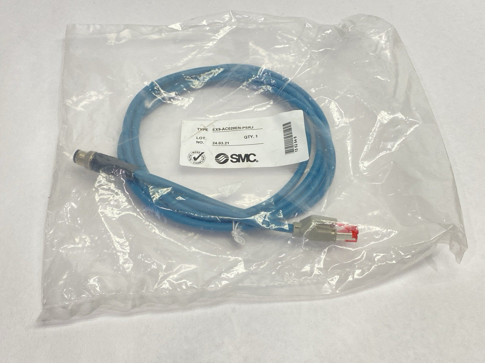 EX9-AC020EN-PSRJ | SMC Serial Communication Cable M12 4-Pin Male to RJ45 2m - New - Maverick Industrial Sales
