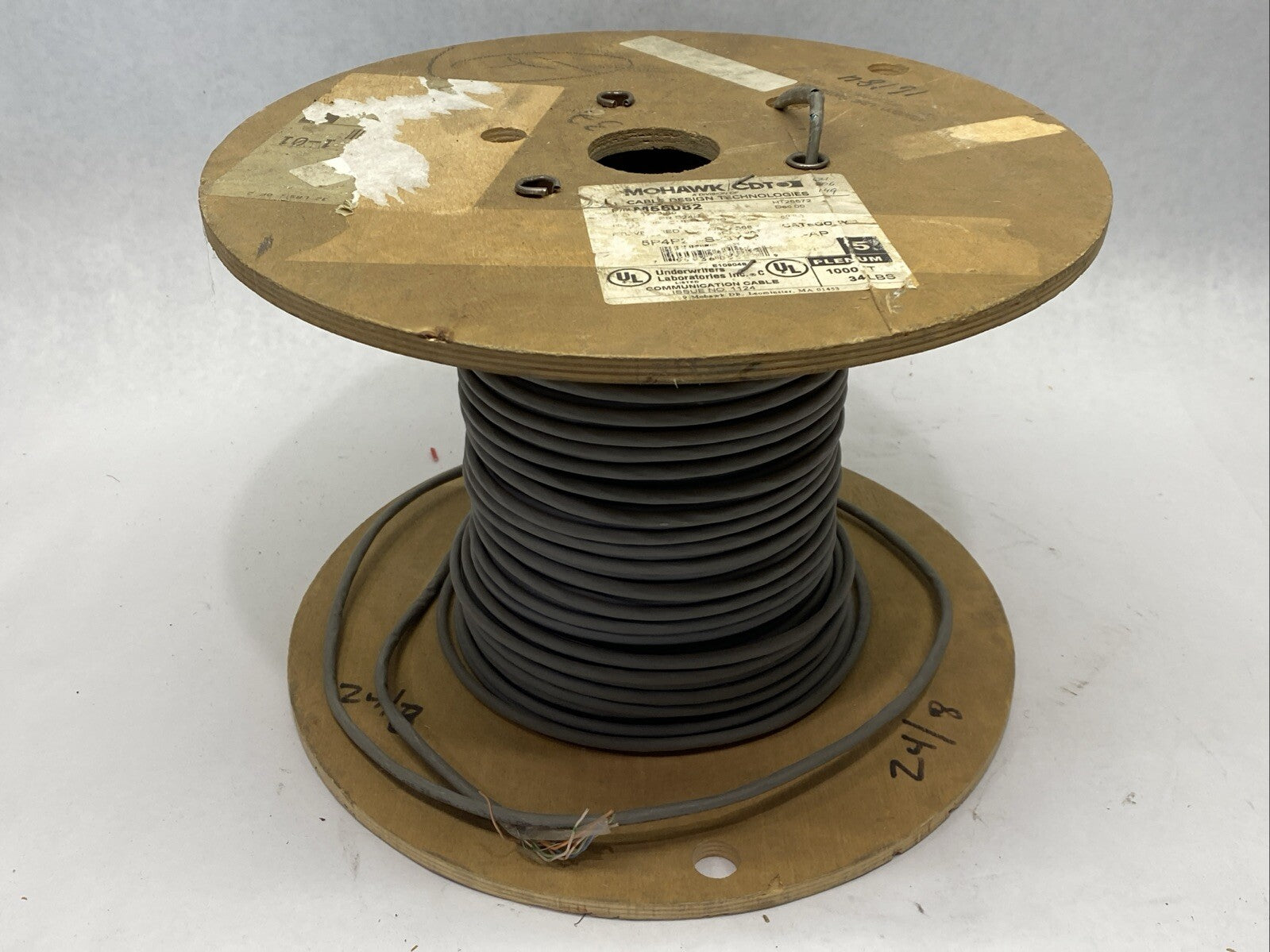 Mohawk CDT M55082 Ethernet Cable Cat5E FT6 Plenum Gray 4PR/ 24AWG 60FT Spool - Maverick Industrial Sales
