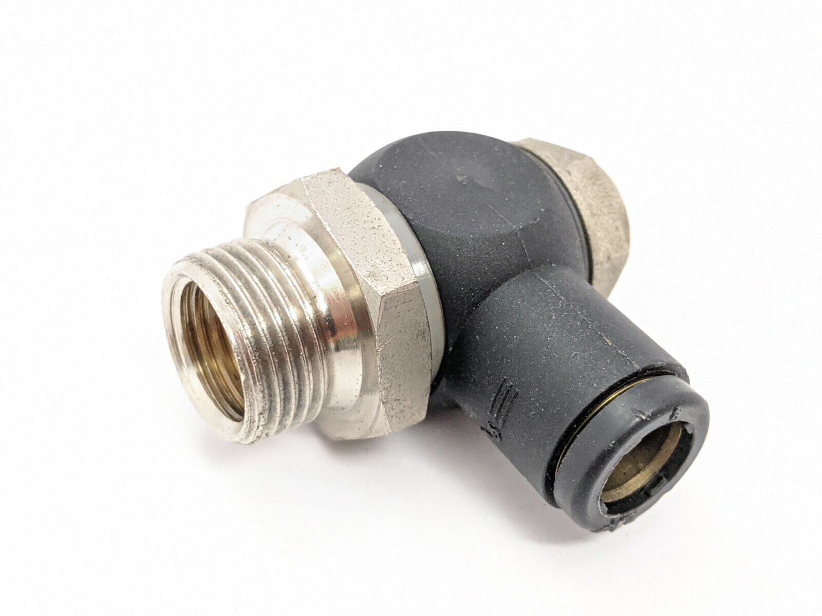 Legris Knobless Flow Control 1/4” NPT Male, 5/16” Push-to-Connect - Used - Maverick Industrial Sales