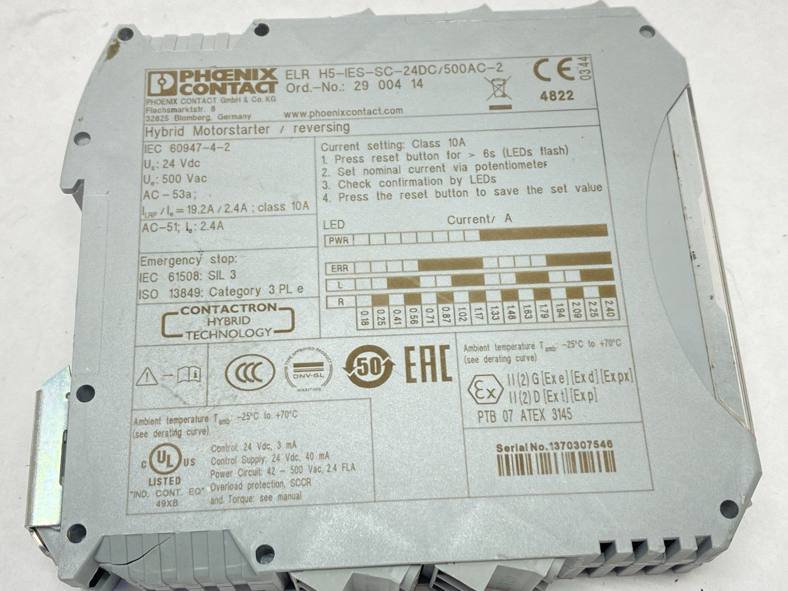 Phoenix Contact ELR H5-IES-SC- 24DC/500AC-2 Hybrid Motor Starter 2900414 - Maverick Industrial Sales