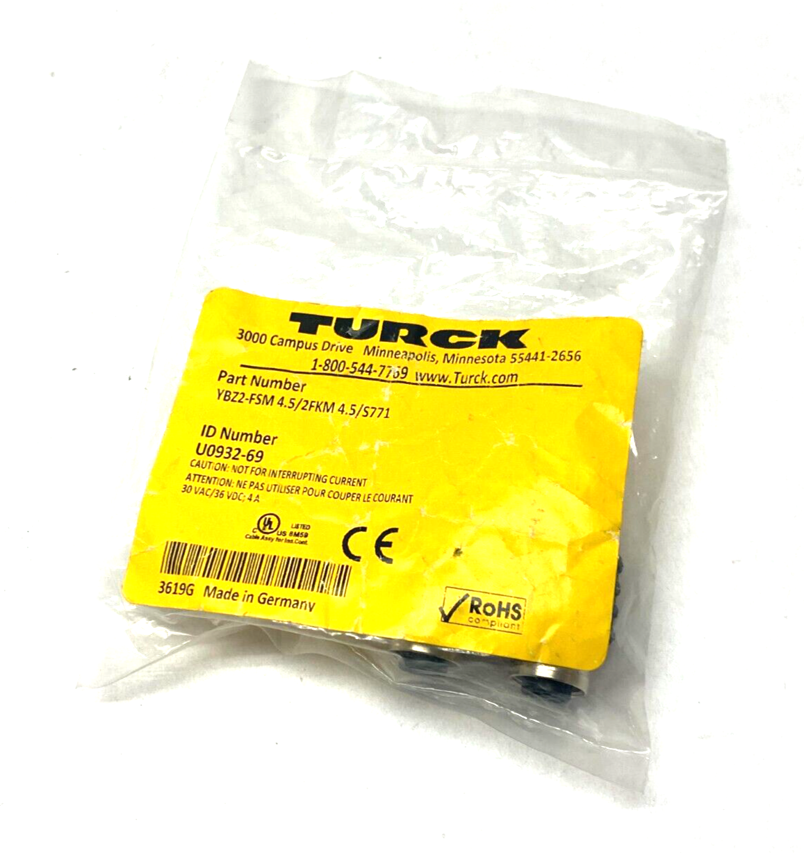 Turck YBZ2-FSM 4.5/2FKM 4.5/S771 Actuator and Sensor Branch Splitter U0932-69 - New - Maverick Industrial Sales