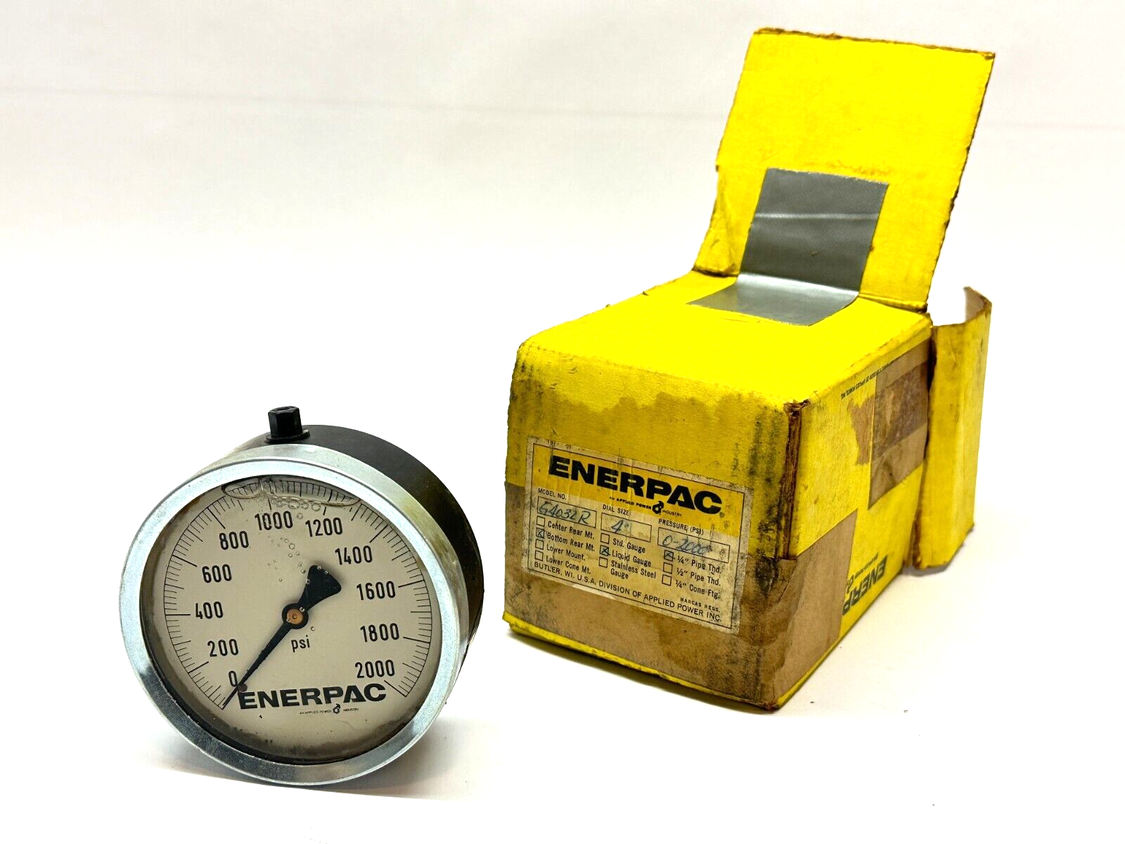 Enerpac G4032R Pressure Gauge Liquid Filled 1/4" NPT 4" 0-2000 PSI - Maverick Industrial Sales