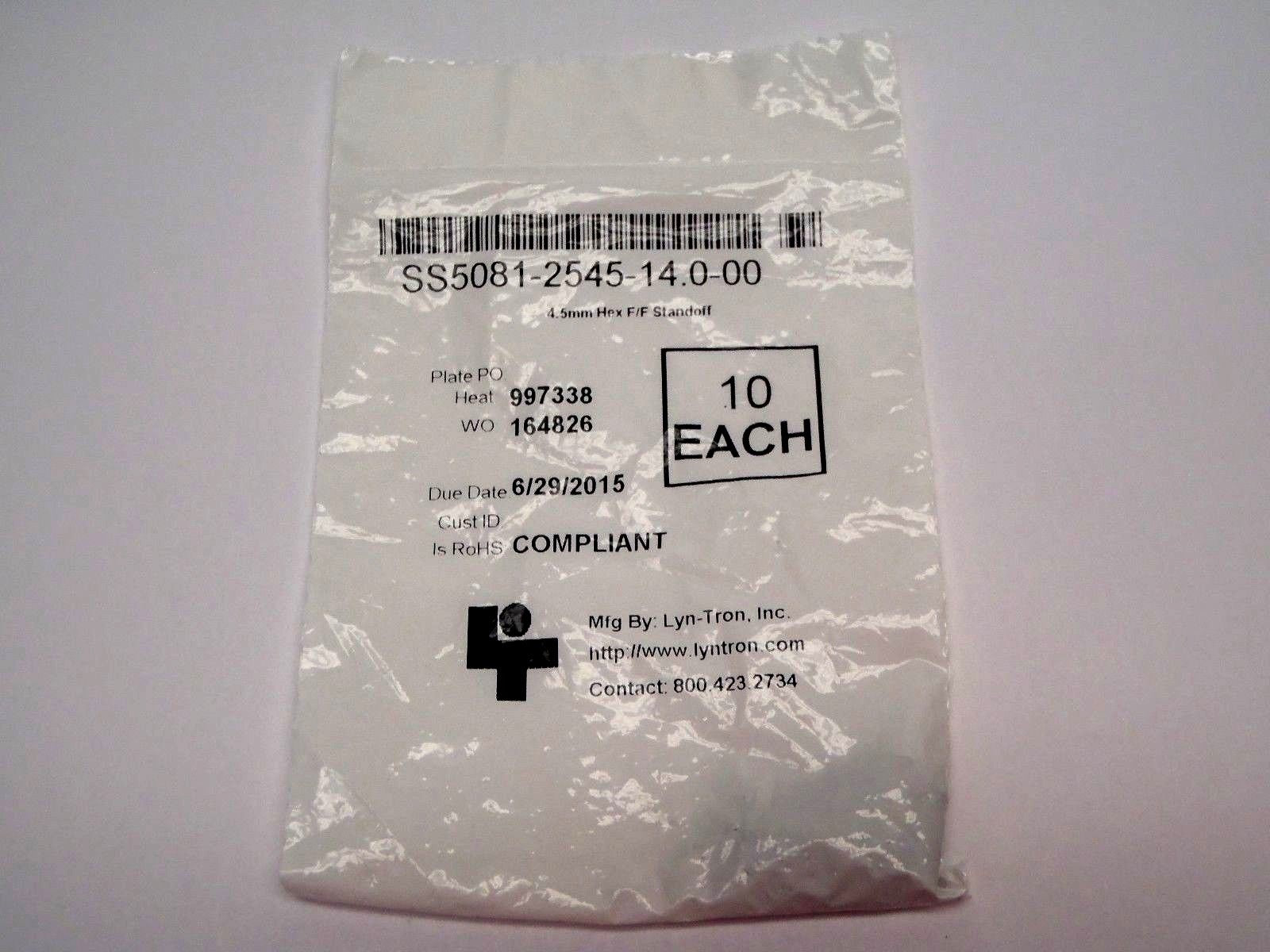 SS5081-2545-14.0-00 | Lyn-Tron 4.5mm Hex F/F Standoff LOT OF 10 - New – Open Box - Maverick Industrial Sales