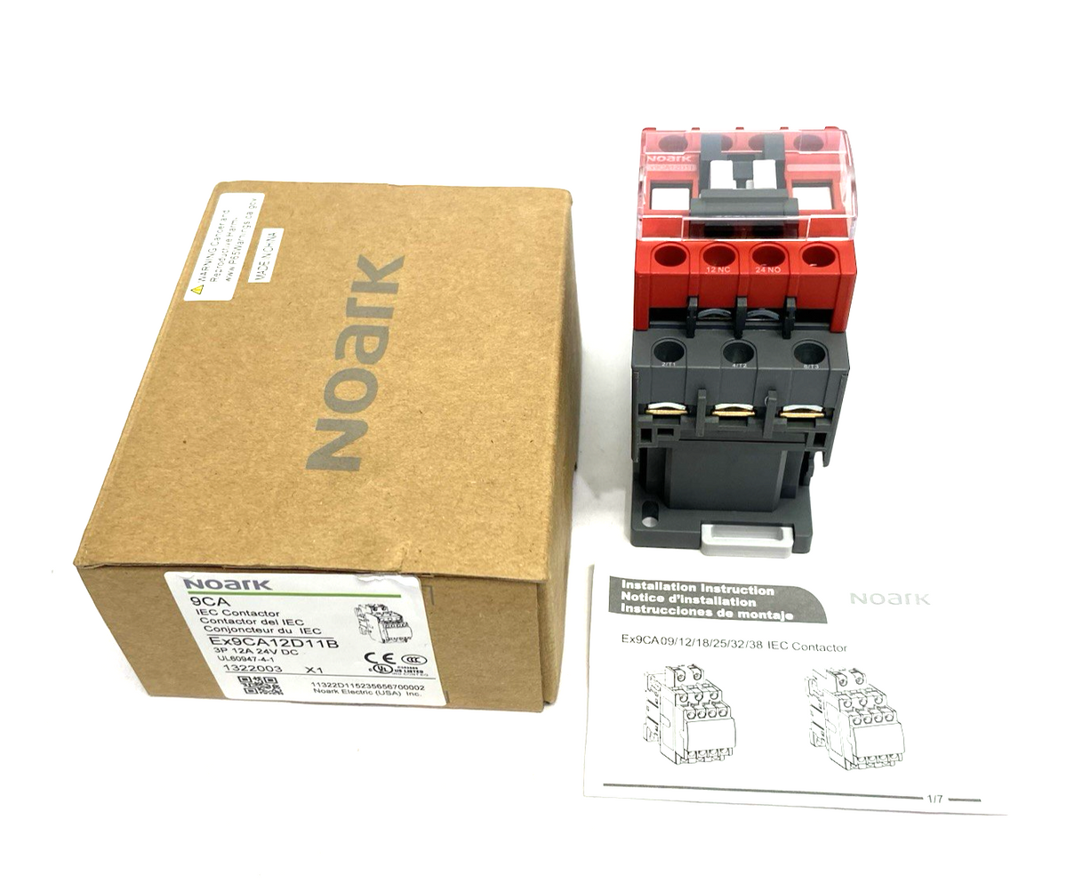 Noark Ex9CA12D11B IEC Safety Contactor, 3-Poles 24VDC 12A, 1322003 - Maverick Industrial Sales