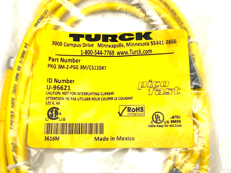 Turck PKG 3M-2-PSG 3M/CS12047 Picofast Double Ended Cordset U-96621 - Maverick Industrial Sales