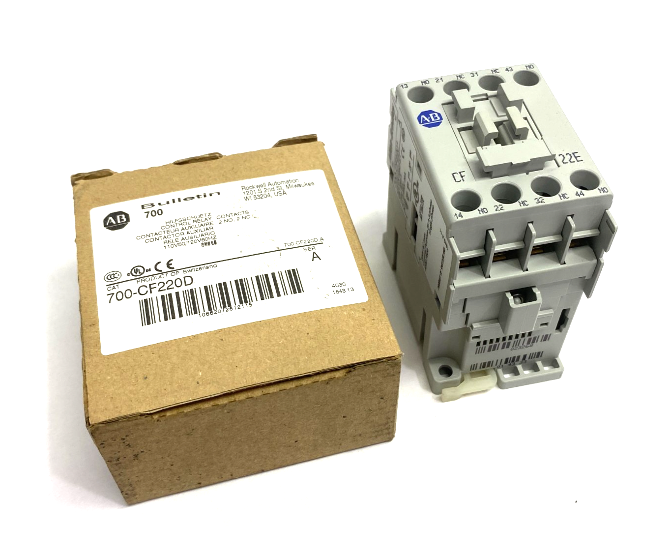 700-CF220D | Allen Bradley Ser. A Control Relay 2 NO, 2 NC Contacts - New – Open box - Maverick Industrial Sales