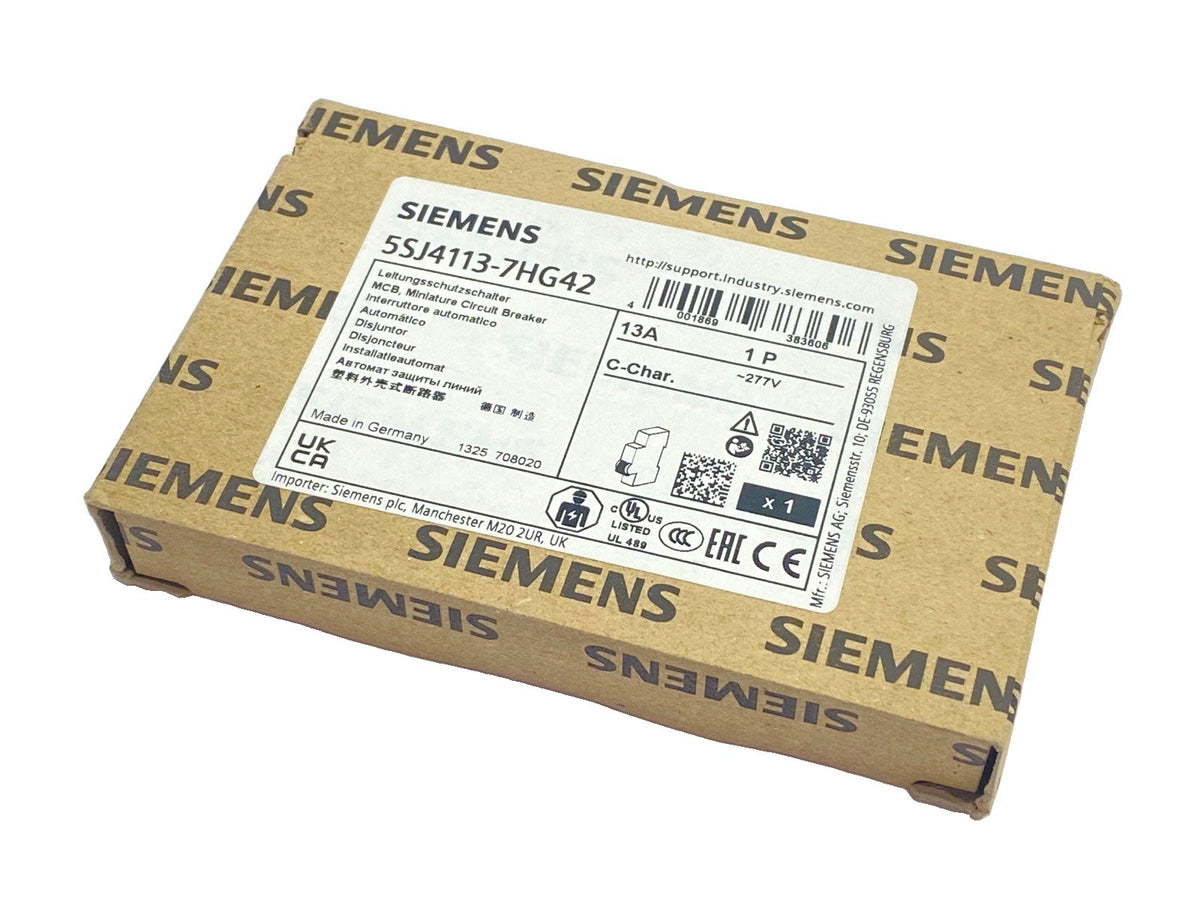 5SJ4113-7HG42 | Siemens Miniature Circuit Breaker 1P 13A 277V - New - Maverick Industrial Sales