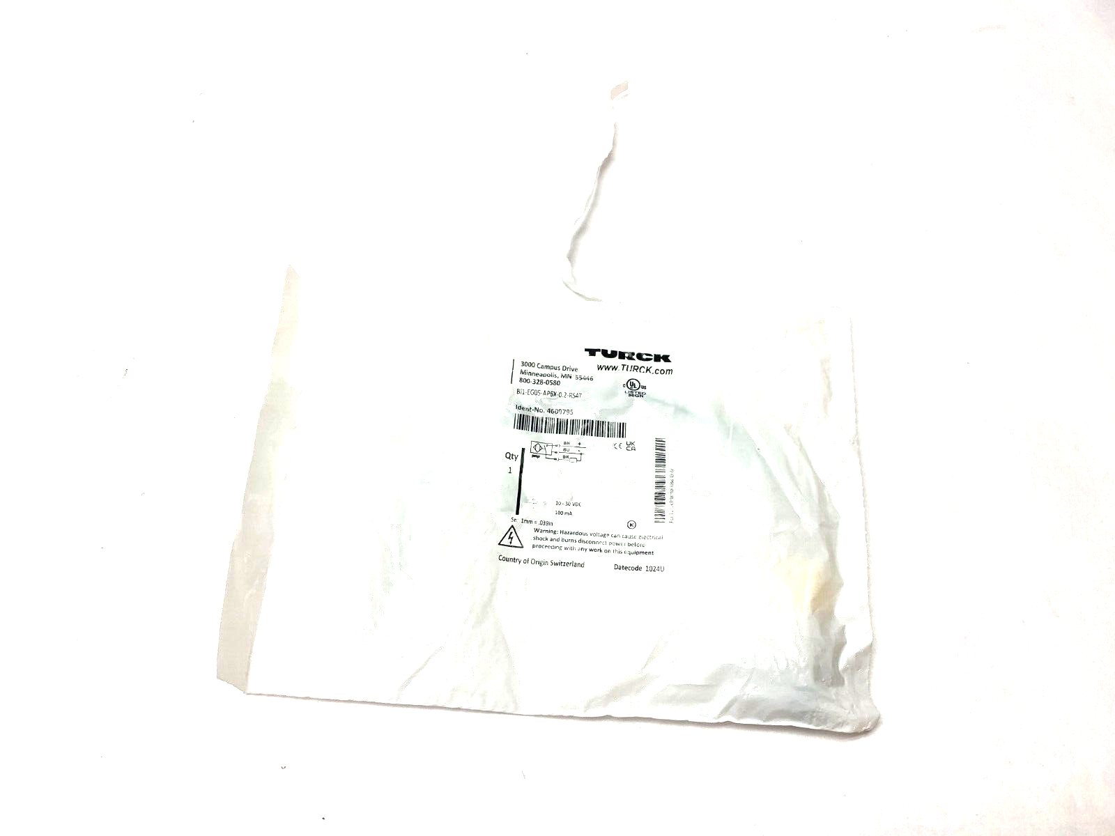 Turck BI1-EG05-AP6X-0.2-RS4T Inductive Proximity Sensor 4609795 - New – Open box - Maverick Industrial Sales