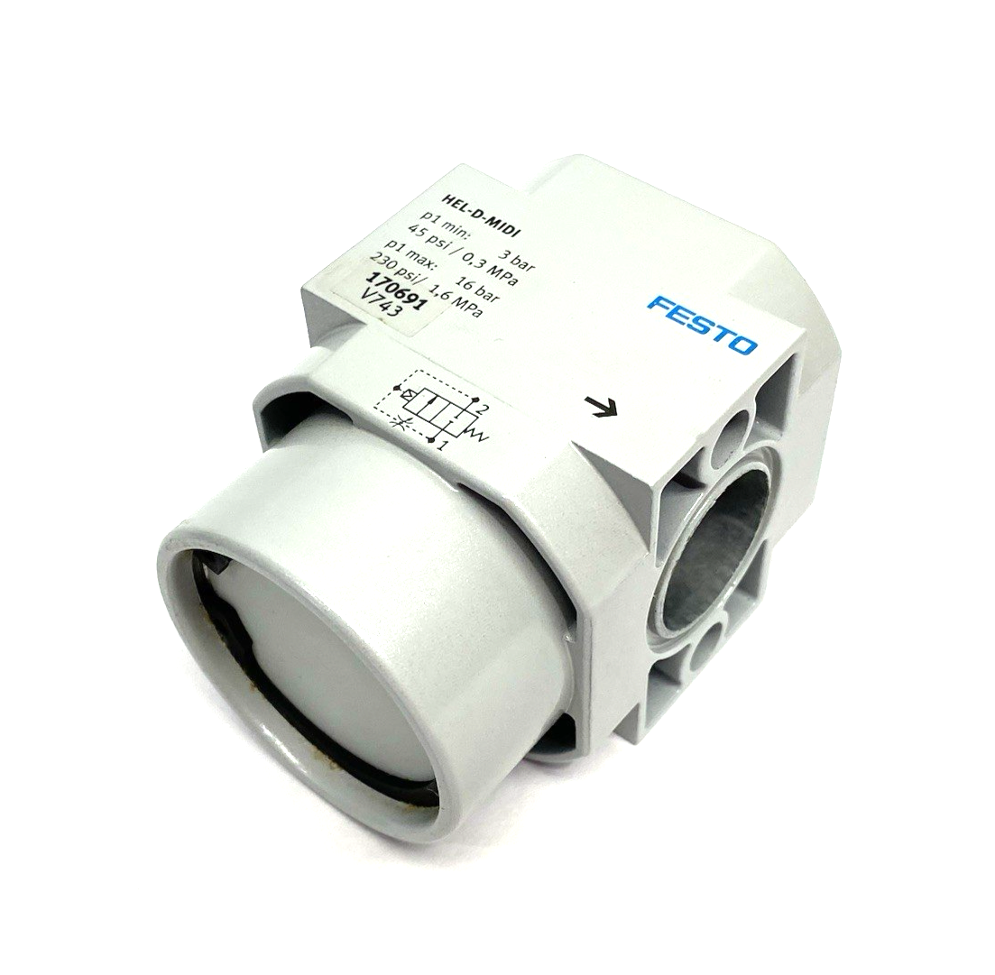 HEL-D-MIDI | Festo On/Off Valve 2-2 Way, Closed Monostable, 170691 - New – Open box - Maverick Industrial Sales
