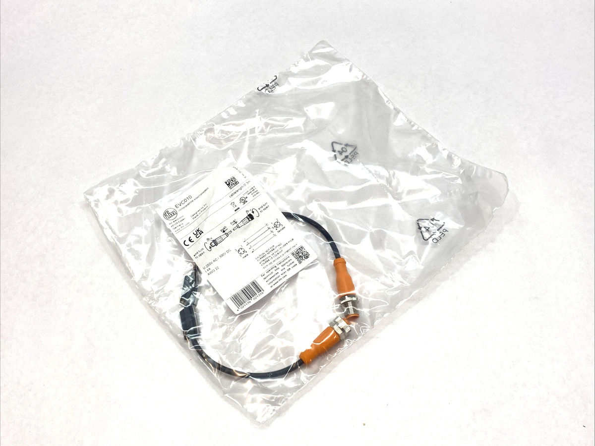 EVC010, VDOGH040MSS00,3H04STGH040MSS | IFM EVC010 Efector Connection Cable M12 0.3m VDOGH040MSS00,3H04STGH040MSS - New - Maverick Industrial Sales