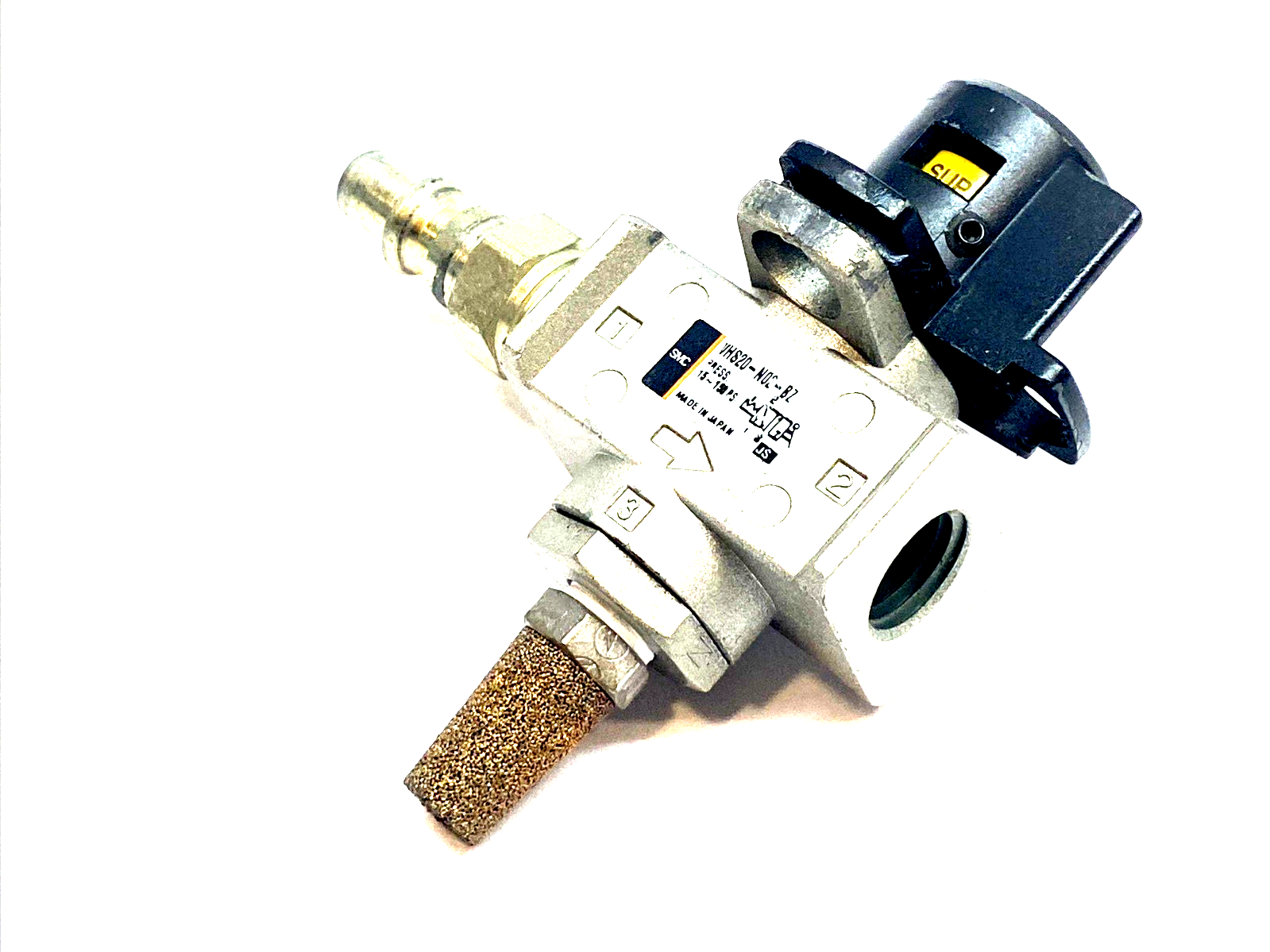 VHS20-N02-BZ | SMC 1/4" NPT Lockout Pressure Relief 3-Port Valve 15–145 PSI - Used - Maverick Industrial Sales