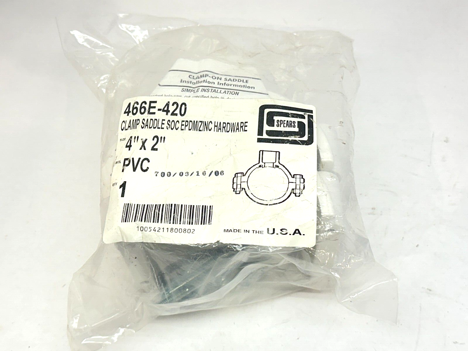 Spears 466E-420 Clamp Saddle SOC EPDM/ZINC Hardware - New - Maverick Industrial Sales