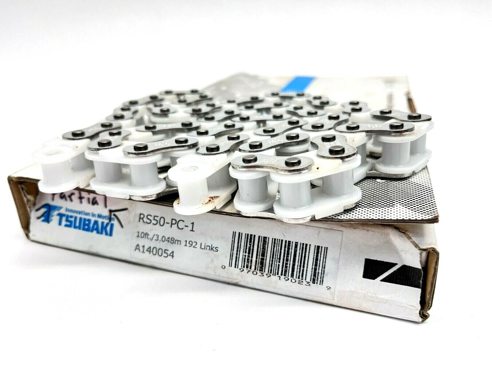 Tsubaki RS50-PC-1 Poly Stainless Steel Chain 2'11" Length 0.625" Pitch A140054 - Used - Maverick Industrial Sales