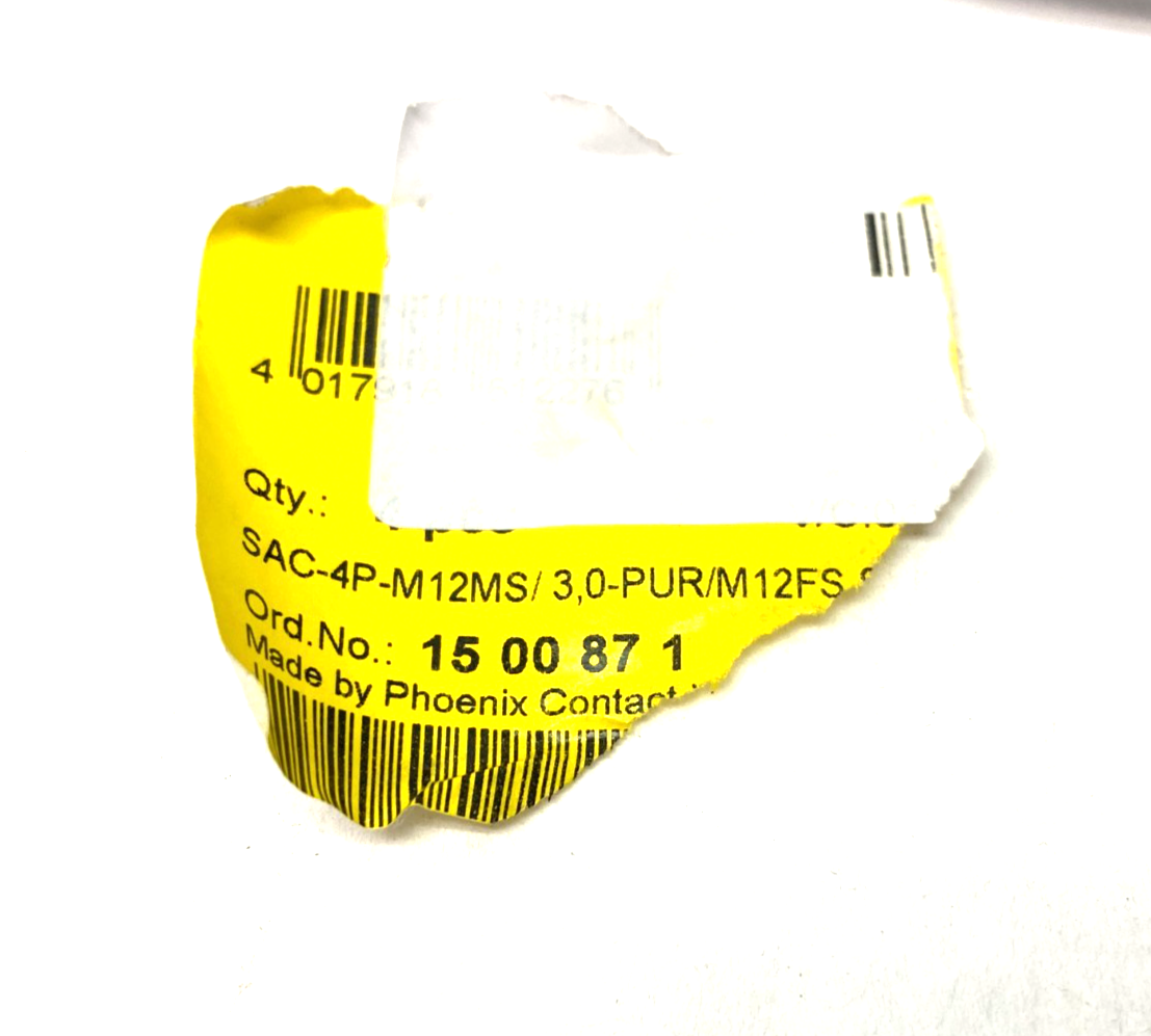 SAC-4P-M12MS/3,0-PUR/M12FS SH, 1500871 | Phoenix Contact SAC-4P-M12MS/3,0-PUR/M12FS SH Double Ended Cordset 1500871 - New – Open box - Maverick Industrial Sales
