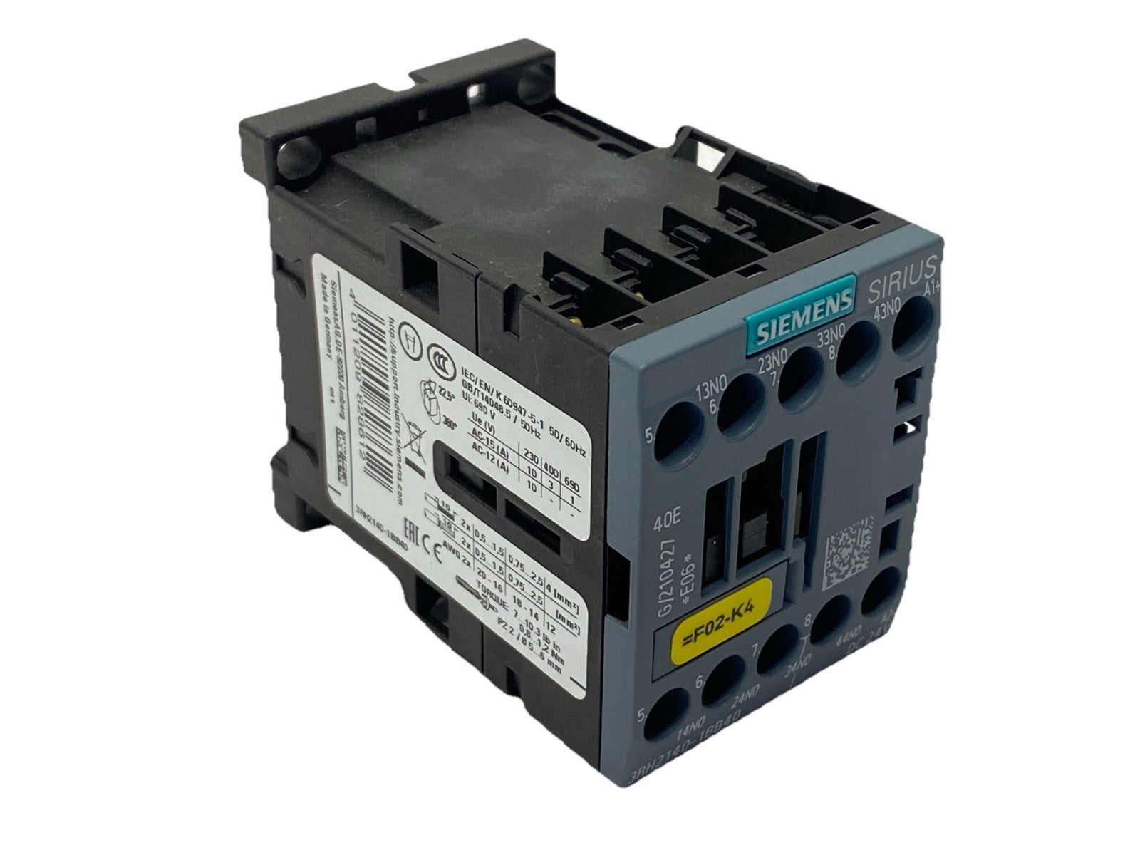 Siemens 3RH2140-1BB40 Contactor Relay 4 NO 10A 230V 24VDC - Maverick Industrial Sales