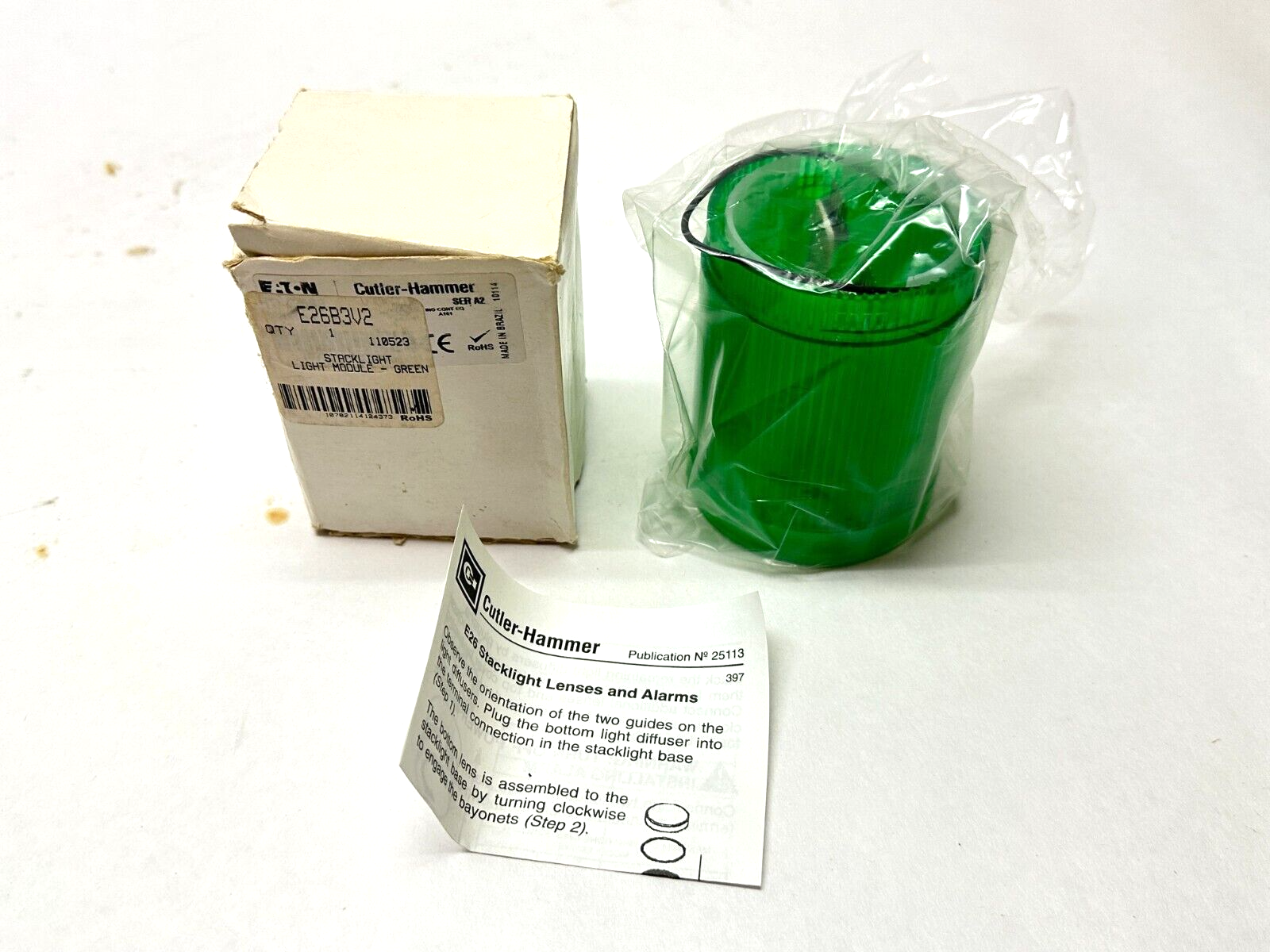 Eaton Cutler Hammer E26B3V2 Stacklight Module Green 24VDC - New – Open box - Maverick Industrial Sales