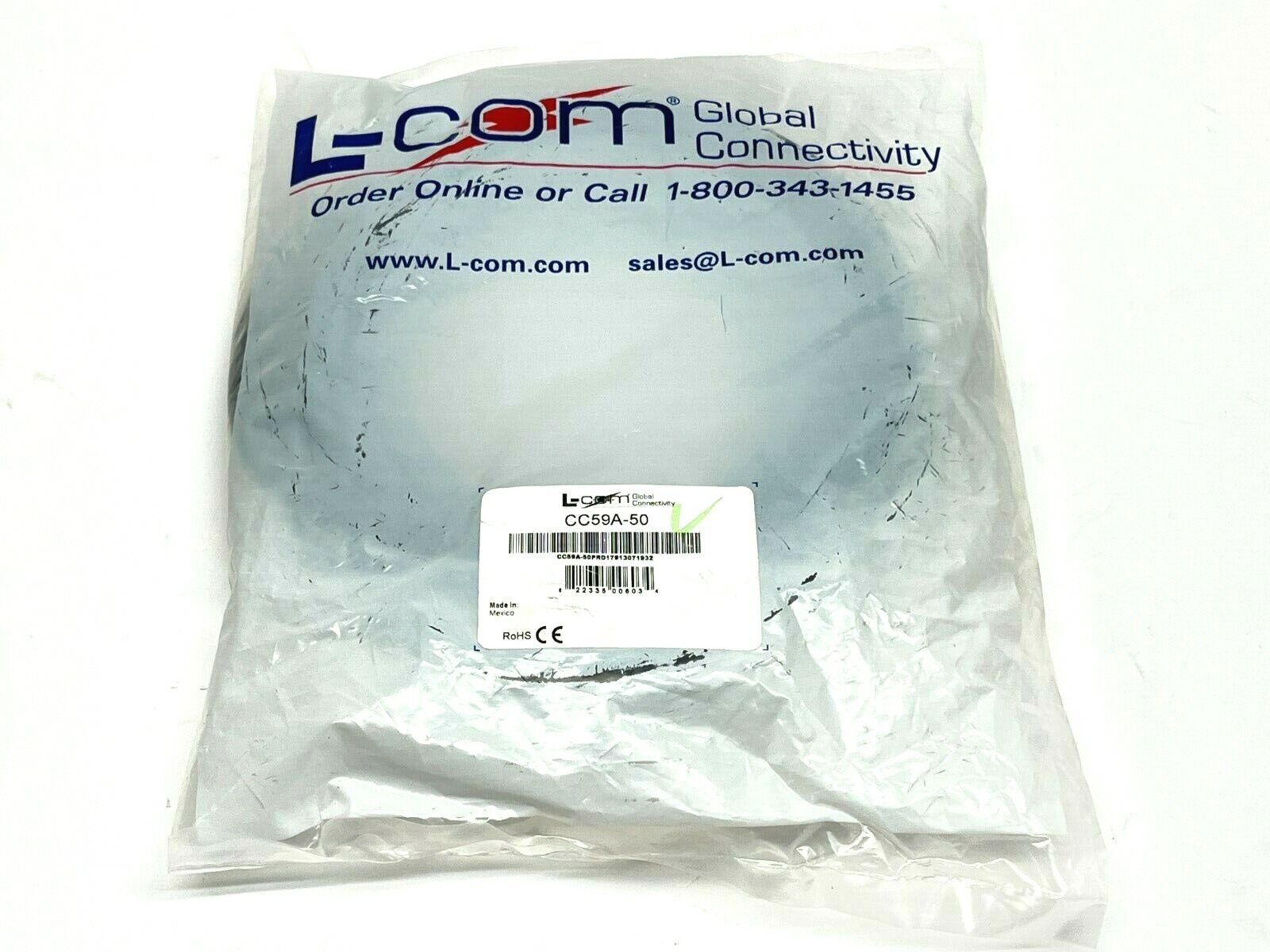 L-Com CC59A-50 Coaxial Cable RG59A BNC Male / Male 50.0 ft - New - Maverick Industrial Sales